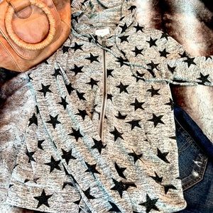 Lucky Brand Stars Zip Up Cloud Jersey Hoodie